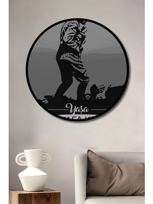 Teona Ahşap Çerçeve Görünümlü Atatürk Temalı Dekoratif Ahşap Mdf Ev Duvar Tablo Yuvarlak Ev Duvar Tablo