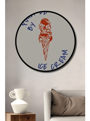 Teona Ahşap Çerçeve Görünümlü Dondurma Gücü Ahşap Mdf Dekoratif Ev Duvar Tablo Yuvarlak Ev Duvar Tablo