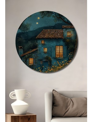 Teona Ahşap Büyülü Gece Ahşap Mdf Dekoratif Ev/işyeri Duvar Tablo Yuvarlak Ev/işyeri Duvar Tablo