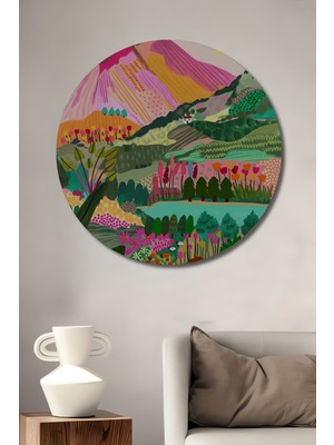 Teona Ahşap Rüya Gibi Renkli Doğa Ahşap Mdf Dekoratif Ev/işyeri Duvar Tablo Yuvarlak Ev/işyeri Duvar Tablo