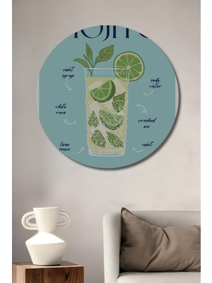 Teona Ahşap Mojito Tarifli Dekoratif Ahşap Mdf Ev/işyeri Duvar Tablo Yuvarlak Ev/işyeri Duvar Tablo