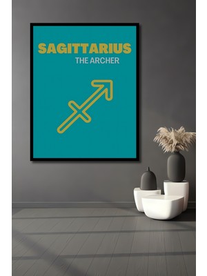 Teona Ahşap Çerçeve Görünümlü Yay Burcu Ahşap Mdf Dekoratif Işyeri Duvar Tablo Dikdörtgen Işyeri Duvar Tablo