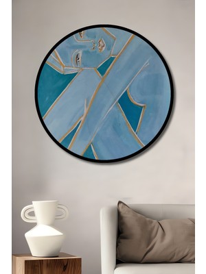 Teona Ahşap Çerçeve Görünümlü Soyut Sanat Dekoratif Ahşap Mdf Işyeri Duvar Tablo Yuvarlak Işyeri Duvar Tablo