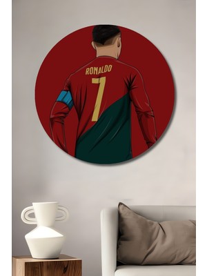 Teona Ahşap Ronaldo Futbolcu Ahşap Mdf Dekoratif Ev/işyeri Duvar Tablo Yuvarlak Ev/işyeri Duvar Tablo