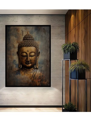 Teona Ahşap Çerçeve Görünümlü Buda Heykeli Dekoratif Ahşap Mdf Ev Duvar Tablo Dikdörtgen Ev Duvar Tablo