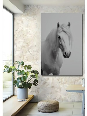 Teona Ahşap Zarif Beyaz At Ahşap Mdf Dekoratif Ev/işyeri Duvar Tablo Dikdörtgen Ev/işyeri Duvar Tablo