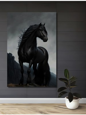 Teona Ahşap Siyah At Gücü Dekoratif Ahşap Mdf Ev/işyeri Duvar Tablo Dikdörtgen Ev/işyeri Duvar Tablo