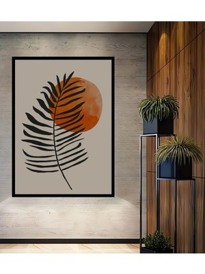 Teona Ahşap Çerçeve Görünümlü Tropikal Güneş Ahşap Mdf Dekoratif Ev Duvar Tablo Dikdörtgen Ev Duvar Tablo