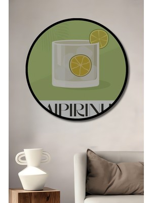 Teona Ahşap Çerçeve Görünümlü Caipirinha Tarifi Dekoratif Ahşap Mdf Ev Duvar Tablo Yuvarlak Ev Duvar Tablo