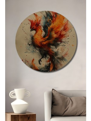 Teona Ahşap Anka Kuşu Dekoratif Ahşap Mdf Ev/işyeri Duvar Tablo Yuvarlak Ev/işyeri Duvar Tablo