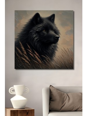 Teona Ahşap Siyah Kurt Doğanın Asil Gücü Dekoratif Ahşap Mdf Tablo Dikdörtgen Tablo