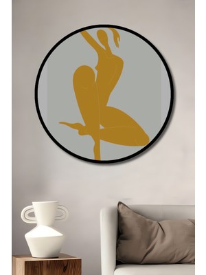 Teona Ahşap Çerçeve Görünümlü Soyut Sanat Dekoratif Ahşap Mdf Işyeri Duvar Tablo Yuvarlak Işyeri Duvar Tablo