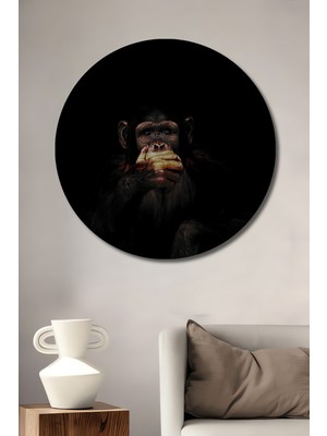 Teona Ahşap Maymun Sessizliği Dekoratif Ahşap Mdf Ev/işyeri Duvar Tablo Yuvarlak Ev/işyeri Duvar Tablo