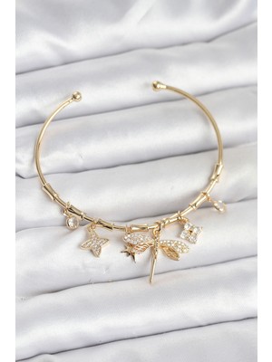 Evyora Yusufçuk Charmlı Gold Renk Pirinç Kadın Bileklik