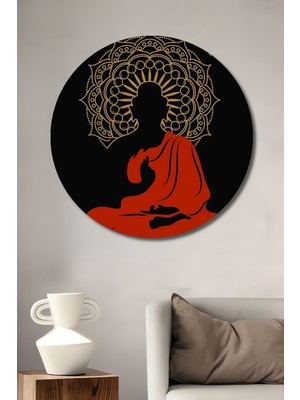 Teona Ahşap Buda Meditasyon Ahşap Mdf Dekoratif Ev/işyeri Duvar Tablo Yuvarlak Ev/işyeri Duvar Tablo