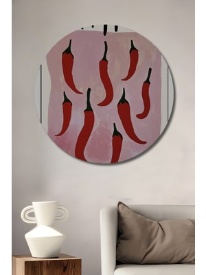 Teona Ahşap Kırmızı Biberler Dekoratif Ahşap Mdf Ev/işyeri Duvar Tablo Yuvarlak Ev/işyeri Duvar Tablo