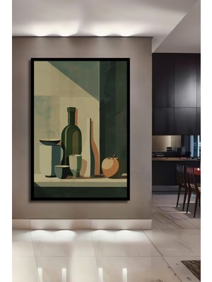 Teona Ahşap Çerçeve Görünümlü Minimalist Doğa Ölü Tablo Ahşap Mdf Dekoratif Tableau Dikdörtgen Tablo