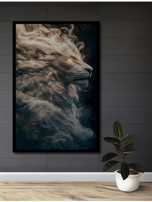 Teona Ahşap Çerçeve Görünümlü Efsanevi Aslan Dekoratif Ahşap Mdf Ev Duvar Tablo Dikdörtgen Ev Duvar Tablo
