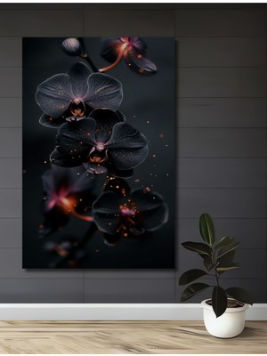 Teona Ahşap Siyah Orkide Büyüsü Ahşap Mdf Dekoratif Ev/işyeri Duvar Tablo Dikdörtgen Ev/işyeri Duvar Tablo