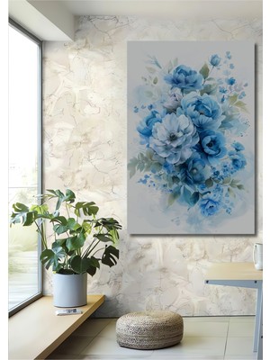 Teona Ahşap Mavi Çiçek Buketi Dekoratif Ahşap Mdf Ev/işyeri Duvar Tablo Dikdörtgen Ev/işyeri Duvar Tablo