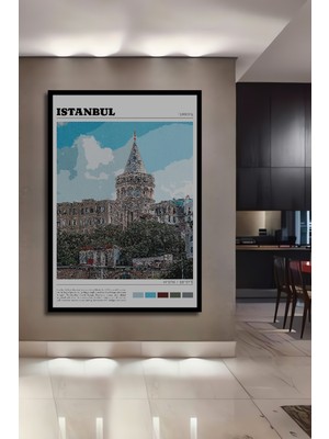 Teona Ahşap Çerçeve Görünümlü Galata Kulesi Dekoratif Ahşap Mdf Ev Duvar Tablo Dikdörtgen Ev Duvar Tablo