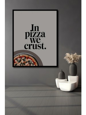Teona Ahşap Çerçeve Görünümlü Pizza Aşkına Ahşap Mdf Dekoratif Ev Duvar Tablo Dikdörtgen Ev Duvar Tablo