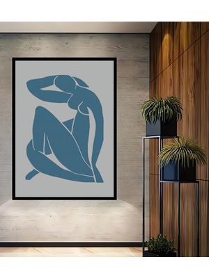 Teona Ahşap Çerçeve Görünümlü Mavi Çıplak Dekoratif Ahşap Mdf Ev Duvar Tablo Dikdörtgen Ev Duvar Tablo