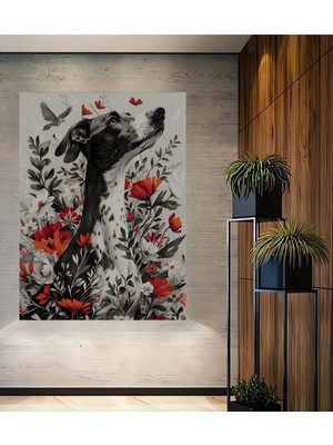 Teona Ahşap Rüya Gibi Çiçekli Köpek Dekoratif Ahşap Mdf Ev/işyeri Duvar Tablo Dikdörtgen Ev/işyeri Duvar Tablo