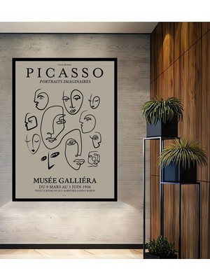 Teona Ahşap Çerçeve Görünümlü Picasso Portreler Dekoratif Ahşap Mdf Ev Duvar Tablo Dikdörtgen Ev Duvar Tablo