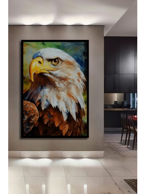 Teona Ahşap Çerçeve Görünümlü Güçlü Kartal Dekoratif Ahşap Mdf Ev Duvar Tablo Dikdörtgen Ev Duvar Tablo