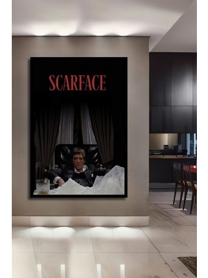 Teona Ahşap Çerçeve Görünümlü Scarface Dekoratif Ahşap Mdf Işyeri Duvar Tablo Dikdörtgen Işyeri Duvar Tablo