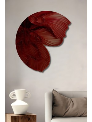 Teona Ahşap Dekoratif Ahşap Yuvarlak Tablo Kırmızı Çiçek