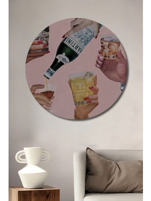 Teona Ahşap Dekoratif Ahşap Yuvarlak Tablo Kutlama Anı