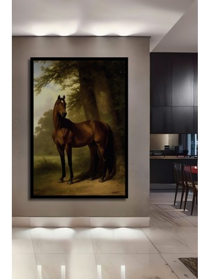 Teona Ahşap Çerçeve Görünümlü Asil At Ahşap Mdf Dekoratif Işyeri Duvar Tablo Dikdörtgen Işyeri Duvar Tablo