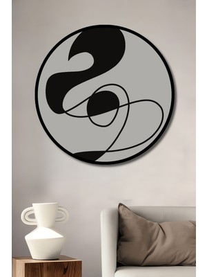 Teona Ahşap Çerçeve Görünümlü Soyut Sanat Dekoratif Ahşap Mdf Işyeri Duvar Tablo Yuvarlak Işyeri Duvar Tablo