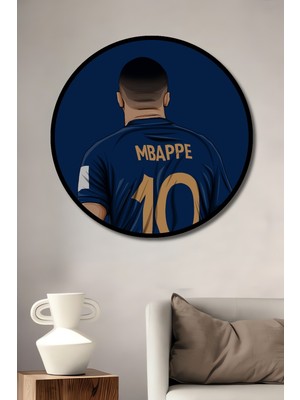 Teona Ahşap Çerçeve Görünümlü Mbappe Dekoratif Ahşap Mdf Ev/işyeri Duvar Tablo Yuvarlak Ev/işyeri Duvar Tablo