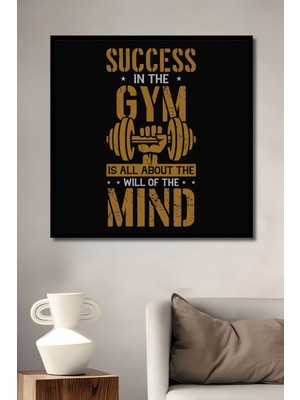 Teona Ahşap Çerçeve Görünümlü Başarı Spor Salonu Motivasyon Dekoratif Ahşap Mdf Tablo Dikdörtgen Tablo