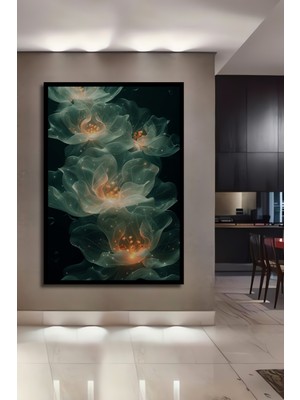 Teona Ahşap Çerçeve Görünümlü Büyülü Çiçekler Ahşap Mdf Dekoratif Ev Duvar Tablo Dikdörtgen Ev Duvar Tablo