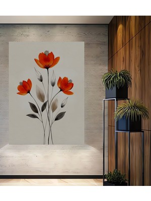 Teona Ahşap Üç Çiçekli Dekoratif Ahşap Mdf Ev/işyeri Duvar Tablo Dikdörtgen Ev/işyeri Duvar Tablo