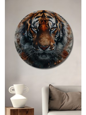 Teona Ahşap Vahşi Kaplan Sanatı Ahşap Mdf Dekoratif Ev/işyeri Duvar Tablo Yuvarlak Ev/işyeri Duvar Tablo