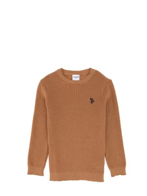 U.S. Polo Assn. Kız Çocuk Camel Bisiklet Yaka Basic Kazak 50316842-VR015