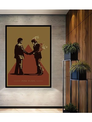 Teona Ahşap Çerçeve Görünümlü Pink Floyd Dekoratif Ahşap Mdf Işyeri Duvar Tablo Dikdörtgen Işyeri Duvar Tablo