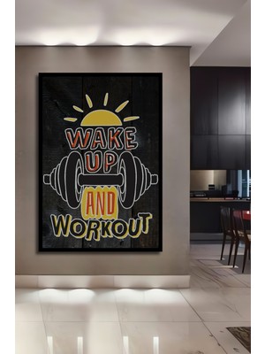 Teona Ahşap Çerçeve Görünümlü Uyan ve Spor Yap Ahşap Mdf Dekoratif Ev Duvar Tablo Dikdörtgen Ev Duvar Tablo