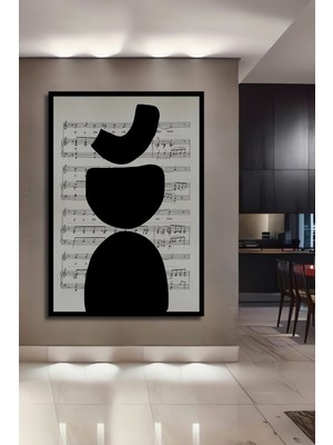 Teona Ahşap Çerçeve Görünümlü Müzikal Soyut Ahşap Mdf Dekoratif Ev Duvar Tablo Dikdörtgen Ev Duvar Tablo