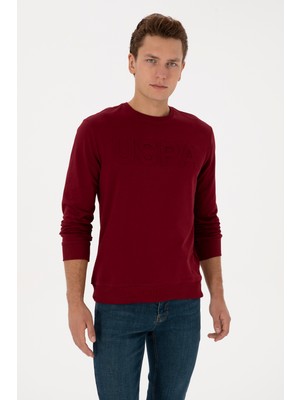 U.S. Polo Assn. Erkek Regular Fit Bisiklet Yaka Bordo Basic Sweatshirt 50307793-VR014