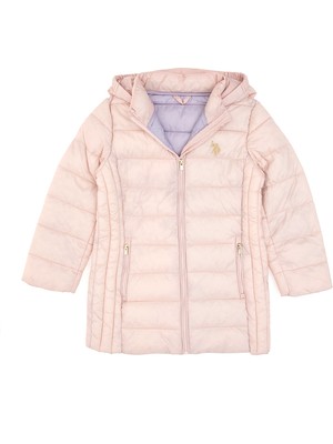 U.S. Polo Assn. Kız Çocuk Kapüşonlu Pudra Kaban 50313101-VR042