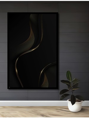 Teona Ahşap Çerçeve Görünümlü Modern Şık Dalgalı Ahşap Mdf Dekoratif Ev Duvar Tablo Dikdörtgen Ev Duvar Tablo