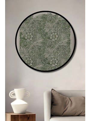 Teona Ahşap Dekoratif Ahşap Yuvarlak Çerçeve Görünümlü Tablo William Morris Marigold