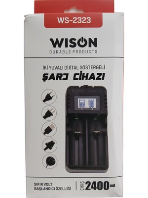 Wison WS-2323 Akıllı Pil Şarj Aleti | 2400 Mah Çıkış – Şarj Göstergeli – 26650’E Kadar Tüm Pillerle Uyumlu