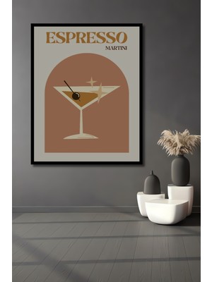 Teona Ahşap Çerçeve Görünümlü Espresso Martini Ahşap Mdf Dekoratif Ev Duvar Tablo Dikdörtgen Ev Duvar Tablo